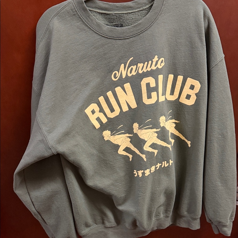 Naruto Run Club Graphic Sweatshirt - Olive Green